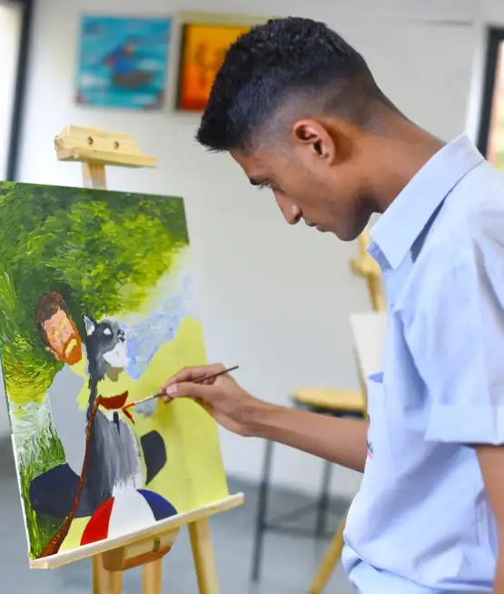Nalanda school student canvas painting