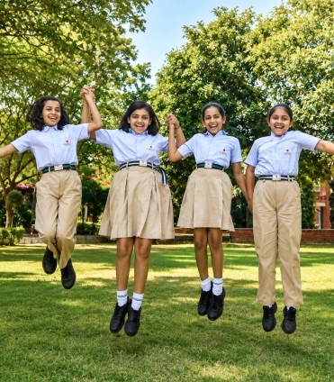 Nalanda green campus students jumping