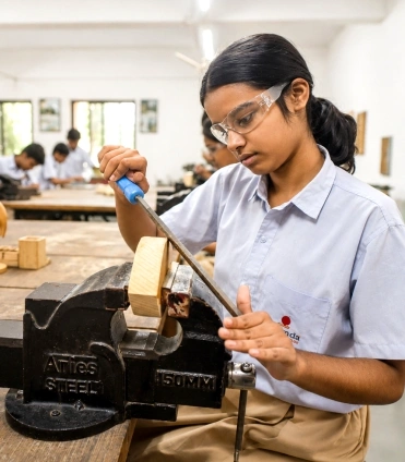 Nalanda school woodwork workshop
