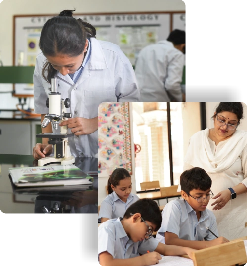 Student learning science at Nalanda ICSE School Vadodara