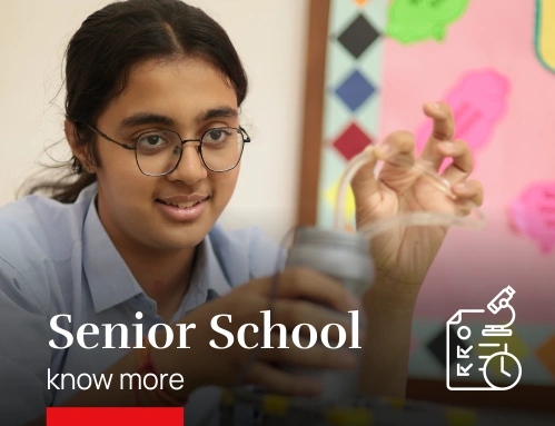 Senior student practical learning at Nalanda ISC School Vadodara