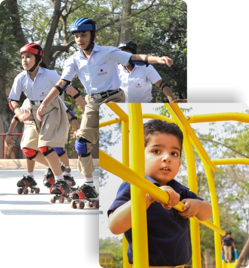 Pre-school playground activity at Nalanda School Vadodara